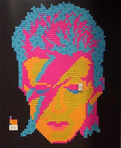 David Bowie Post-It Mural